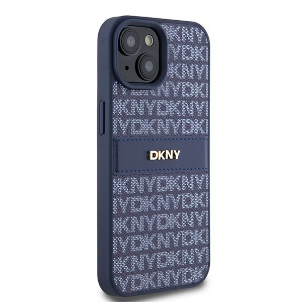 DKNY DKHCP15SPRTHSLB iPhone 15 / 14 / 136.1&quot; niebieski/blue hardcase Leather Mono Stripe & Metal Logo