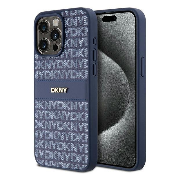 DKNY DKHCP15XPRTHSLB iPhone 15 Pro Max6.7&quot; niebieski/blue hardcase Leather Mono Stripe & Metal Logo