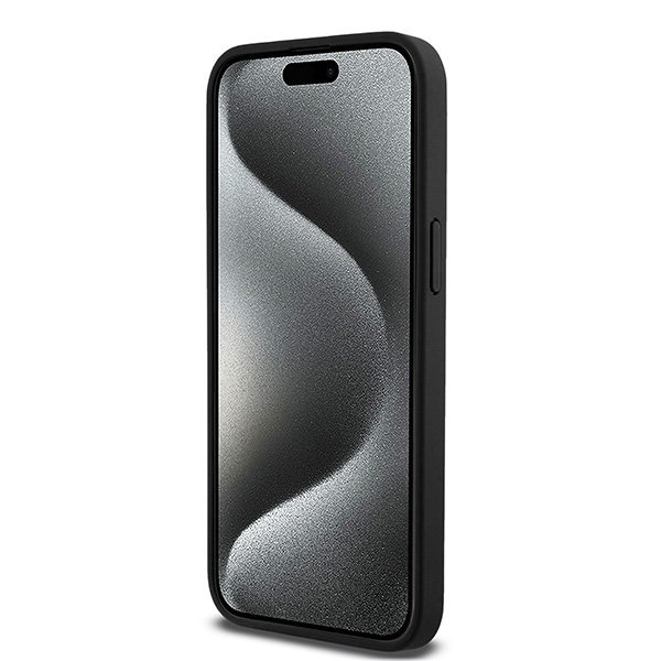 DKNY DKHMP15XPSHRPSK iPhone 15 Pro Max6.7&quot; czarny/black hardcase Leather Monogram Pattern Metal Logo MagSafe