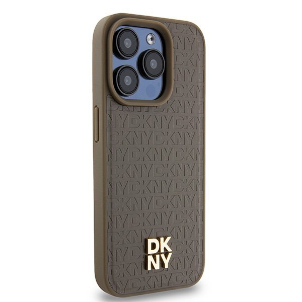 DKNY DKHMP14XPSHRPSW iPhone 14 Pro Max6.7&quot; brązowy/brown hardcase Leather Pattern Metal Logo MagSafe