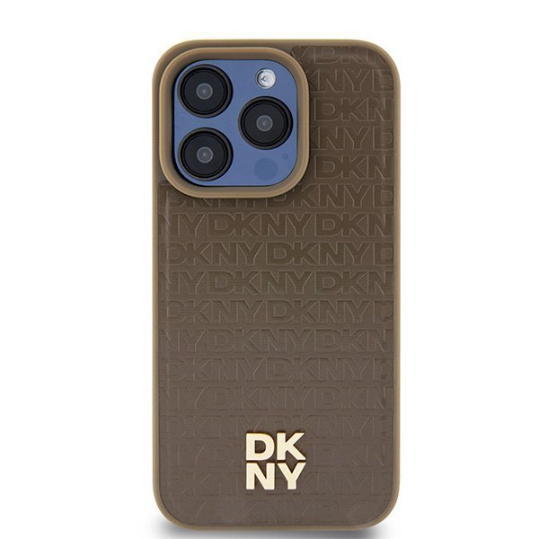 DKNY DKHMP15XPSHRPSW iPhone 15 Pro Max6.7&quot; brown/brown hardcase Leather Pattern Metal Logo MagSafe