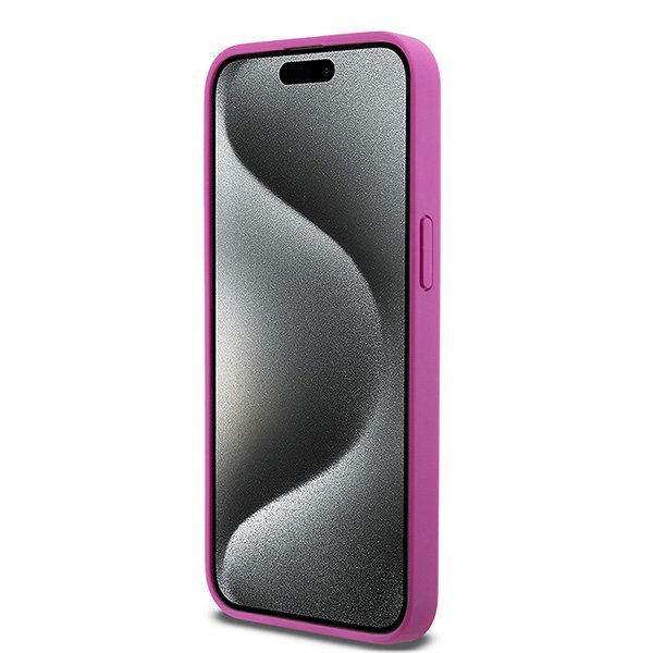 DKNY DKHMP15XPSHRPSP iPhone 15 Pro Max6.7&quot; różowy/pink hardcase Leather Monogram Pattern Metal Logo MagSafe
