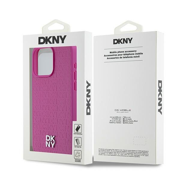 DKNY DKHMP15XPSHRPSP iPhone 15 Pro Max6.7&quot; różowy/pink hardcase Leather Monogram Pattern Metal Logo MagSafe
