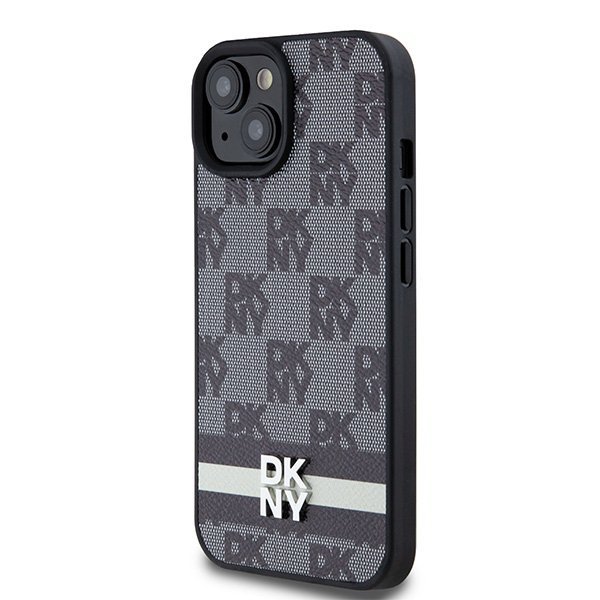 DKNY DKHCP15SPCPTSSK iPhone 15 / 14 / 136.1&quot; czarny/black hardcase Leather Checkered Mono Pattern & Printed Stripes