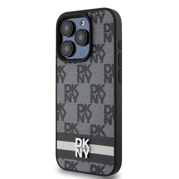 DKNY DKHCP15XPCPTSSK iPhone 15 Pro Max6.7&quot; czarny/black hardcase Leather Checkered Mono Pattern & Printed Stripes
