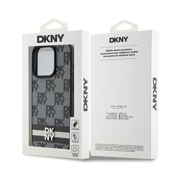 DKNY DKHCP15XPCPTSSK iPhone 15 Pro Max6.7&quot; czarny/black hardcase Leather Checkered Mono Pattern & Printed Stripes