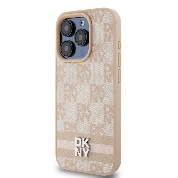 DKNY DKHCP15XPCPTSSP iPhone 15 Pro Max6.7&quot; różowy/pink hardcase Leather Checkered Mono Pattern & Printed Stripes