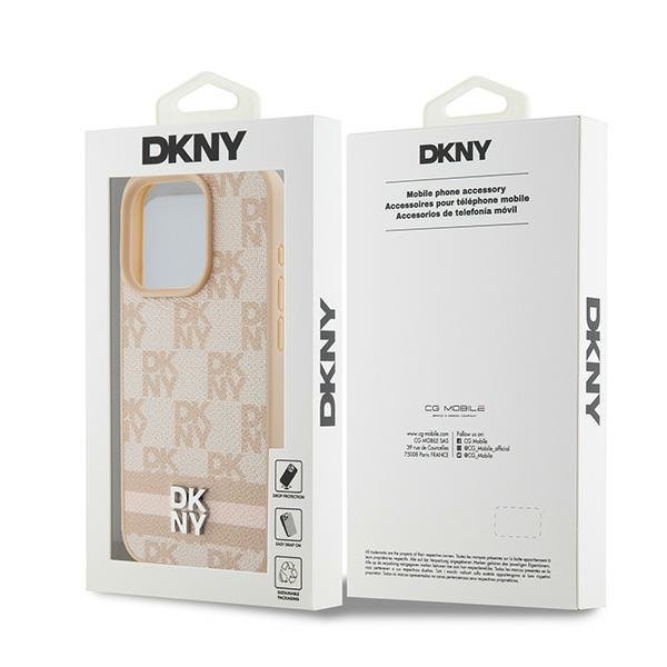 DKNY DKHCP15XPCPTSSP iPhone 15 Pro Max6.7&quot; różowy/pink hardcase Leather Checkered Mono Pattern & Printed Stripes
