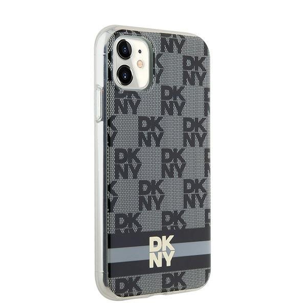 DKNY DKHMN61HCPTSK iPhone 11 / Xr6.1&quot; czarny/black hardcase IML Checkered Mono Pattern & Printed Stripes MagSafe