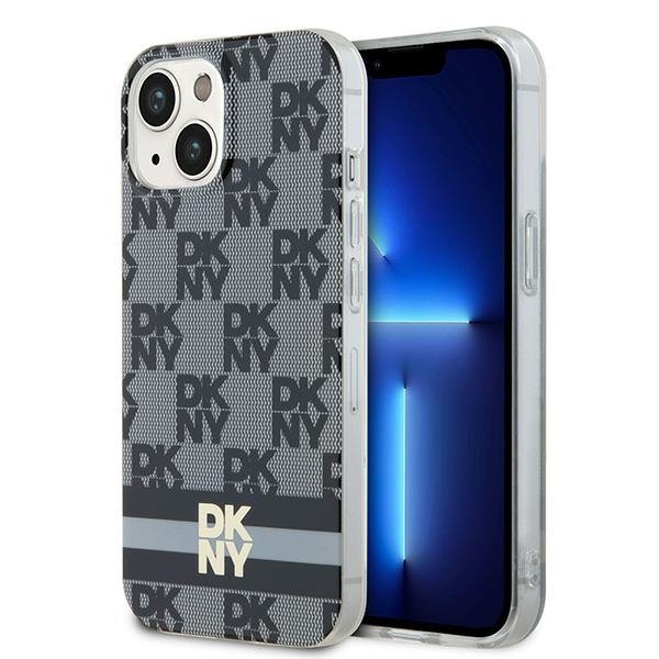 DKNY DKHMP14SHCPTSK iPhone 14 / 15 / 136.1&quot; czarny/black hardcase IML Checkered Mono Pattern & Printed Stripes MagSafe