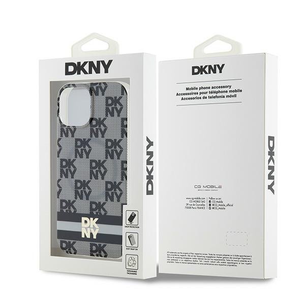 DKNY DKHMP14SHCPTSK iPhone 14 / 15 / 136.1&quot; czarny/black hardcase IML Checkered Mono Pattern & Printed Stripes MagSafe