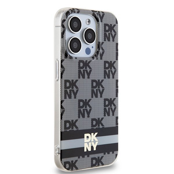 DKNY DKHMP15XHCPTSK iPhone 15 Pro Max6.7&quot; czarny/black hardcase IML Checkered Mono Pattern & Printed Stripes MagSafe