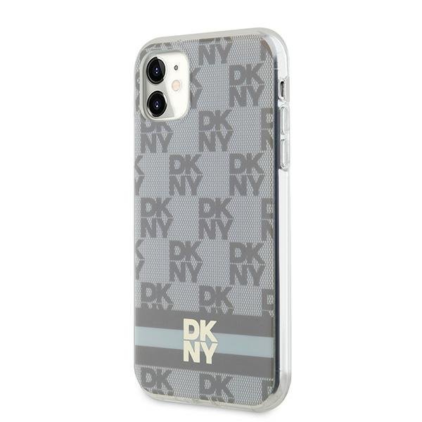 DKNY DKHMN61HCPTSE iPhone 11 / Xr6.1&quot; beżowy/beige hardcase IML Checkered Mono Pattern & Printed Stripes MagSafe