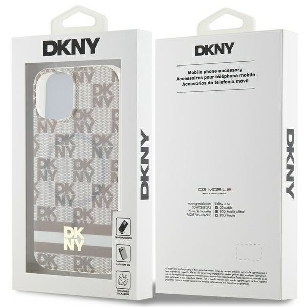 DKNY DKHMP15SHCPTSE iPhone 15 / 14 / 136.1&quot; beżowy/beige hardcase IML Checkered Mono Pattern & Printed Stripes MagSafe