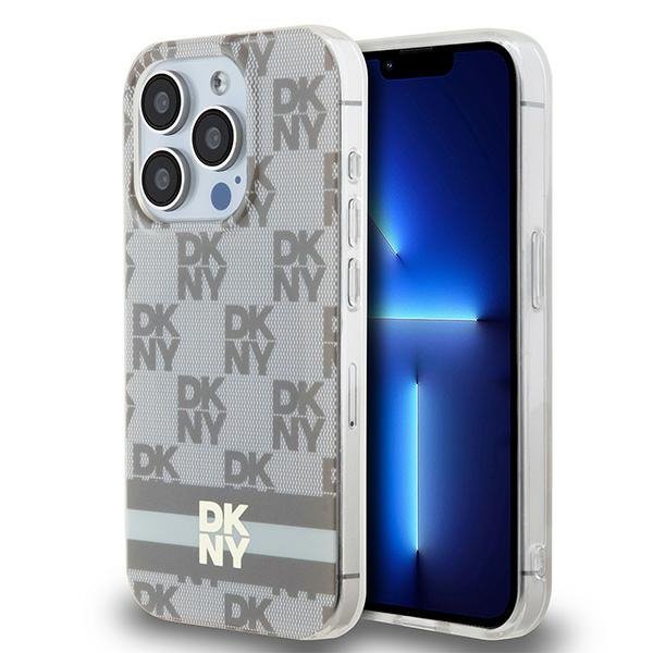 DKNY DKHMP15LHCPTSE iPhone 15 Pro6.1&quot; beżowy/beige hardcase IML Checkered Mono Pattern & Printed Stripes MagSafe
