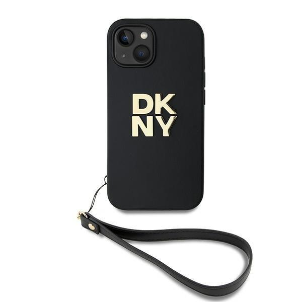DKNY DKHCP14SPBSWSK iPhone 14 / 15 / 136.1&quot; czarny/black hardcase Wrist Strap Stock Logo