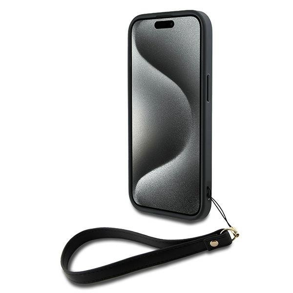 DKNY DKHCP14SPBSWSK iPhone 14 / 15 / 136.1&quot; czarny/black hardcase Wrist Strap Stock Logo