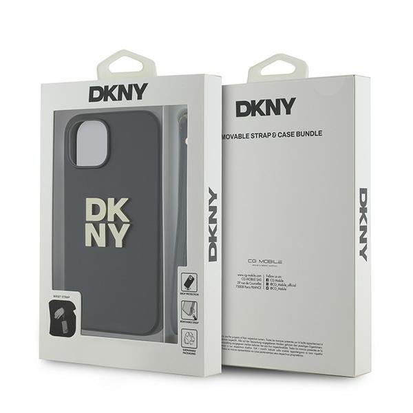 DKNY DKHCP14SPBSWSK iPhone 14 / 15 / 136.1&quot; czarny/black hardcase Wrist Strap Stock Logo