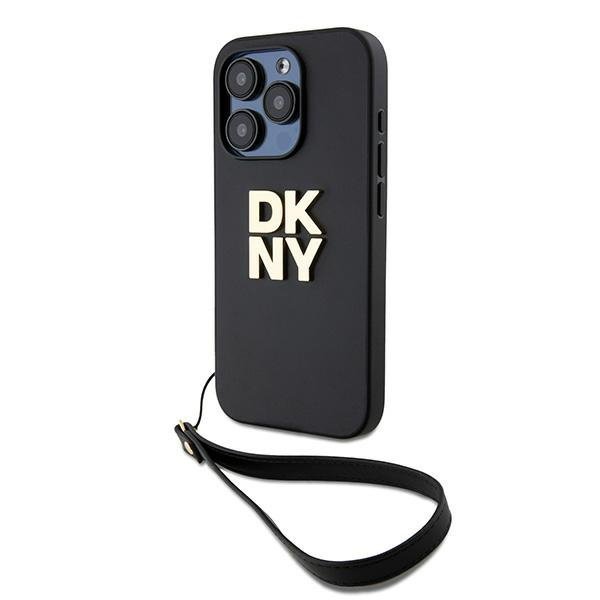 DKNY DKHCP15LPBSWSK iPhone 15 Pro 6.1&quot;czarny/black hardcase Wrist Strap Stock Logo