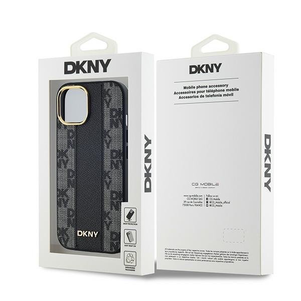 DKNY DKHMP15MPCPVSLK iPhone 15 Plus /14 Plus 6.7&quot; czarny/black hardcase Leather Checkered Mono Pattern MagSafe