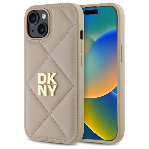 DKNY DKHCP15SPQDSLE iPhone 15 6.1&quot;       beżowy/beige Quilted Stack Logo