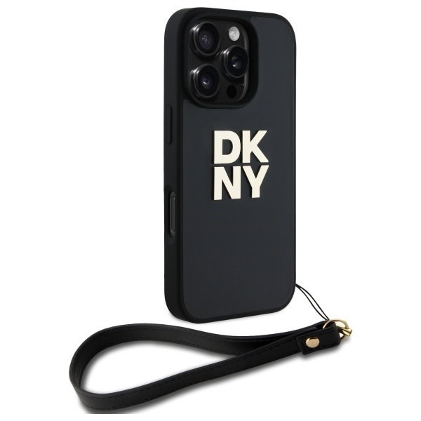 DKNY DKHCP16LPBSWSK iPhone 16 Pro 6.3&quot;   czarny/black hardcase Wrist Strap Stock Logo