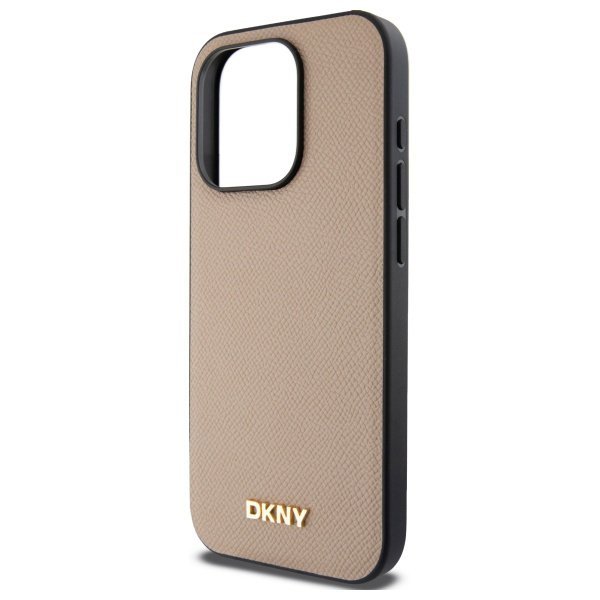 DKNY DKHMP15XPGHLME iPhone 15 Pro Max    6.7&quot; beżowy/beige hardcase Grained Metal Logo MagSafe