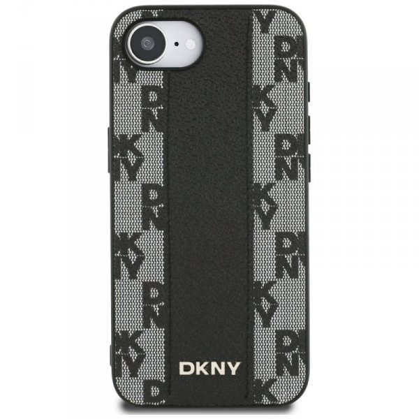 Etui DKNY Leather Checkered Mono Pattern MagSafe do iPhone 16e czarny