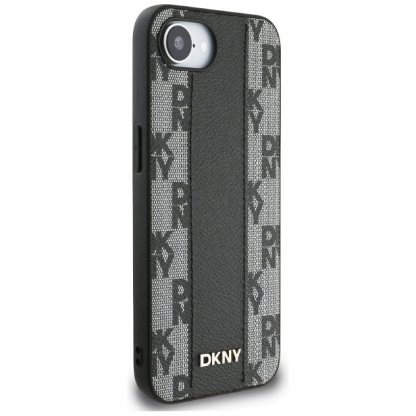 Etui DKNY Leather Checkered Mono Pattern MagSafe do iPhone 16e czarny