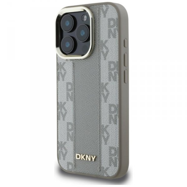 Etui DKNY Checkered Pattern Magsafe do   iPhone 16 Pro beżowy