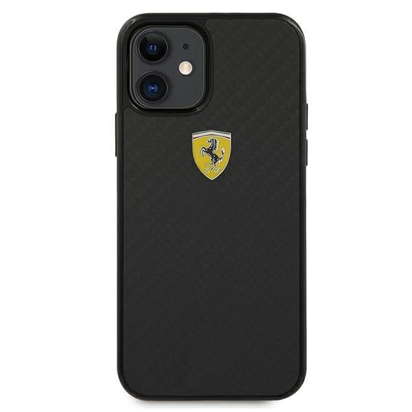 Ferrari FERCAHCP12SBK iPhone 12 mini 5,4&quot; czarny/black hardcase On Track Real Carbon