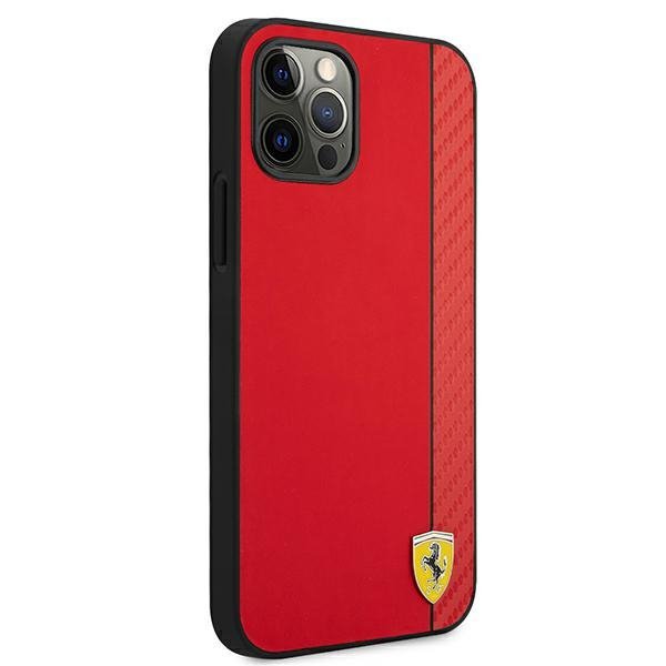 Ferrari FESAXHCP12LRE iPhone 12 Pro Max 6,7&quot; czerwony/red hardcase On Track Carbon Stripe