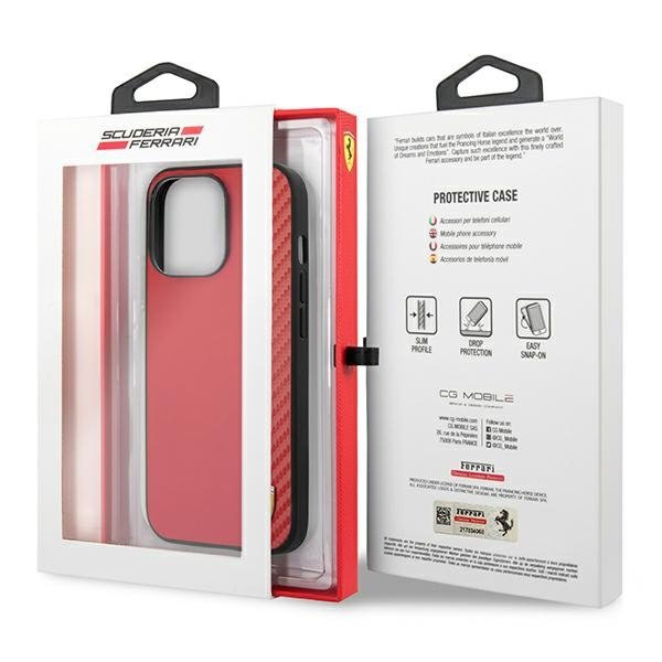 Ferrari FESAXHCP13XRE iPhone 13 Pro Max6,7&quot; czerwony/red hardcase On Track Carbon Stripe