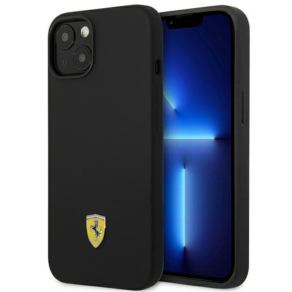 Ferrari FEHCP14SSIBBK iPhone 14 / 15 / 13 6.1&quot; czarny/black hardcase Silicone Metal Logo