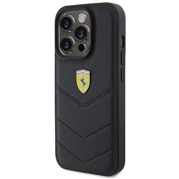 Ferrari FEHCP15LRDUK iPhone 15 Pro 6.1&quot; czarny/black hardcase Quilted Metal Logo