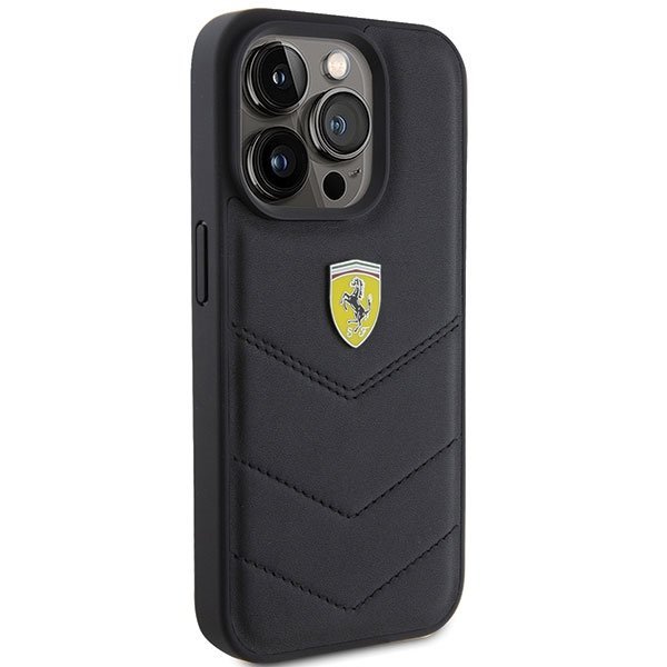 Ferrari FEHCP15LRDUK iPhone 15 Pro 6.1&quot; czarny/black hardcase Quilted Metal Logo