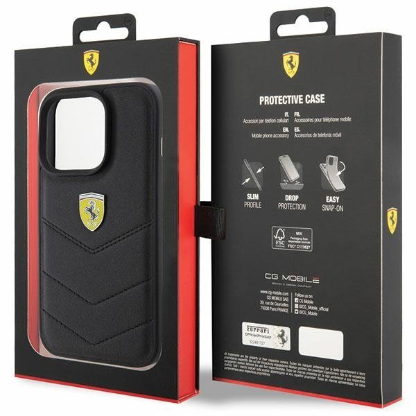 Ferrari FEHCP15LRDUK iPhone 15 Pro 6.1&quot; czarny/black hardcase Quilted Metal Logo