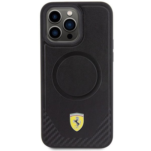 Ferrari FEHMP15XPTEK iPhone 15 Pro Max 6.7&quot; czarny/black hardcase Carbon Metal Logo MagSafe
