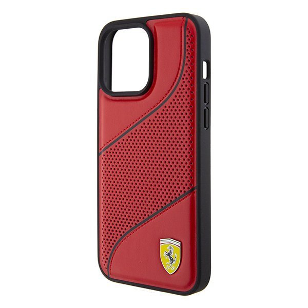 Ferrari FEHCP15LPWAR iPhone 15 Pro 6.1&quot; czerwony/red hardcase Perforated Waves Metal Logo
