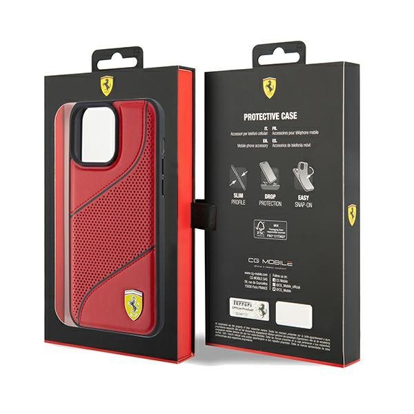 Ferrari FEHCP15XPWAR iPhone 15 Pro Max 6.7&quot; czerwony/red hardcase Perforated Waves Metal Logo