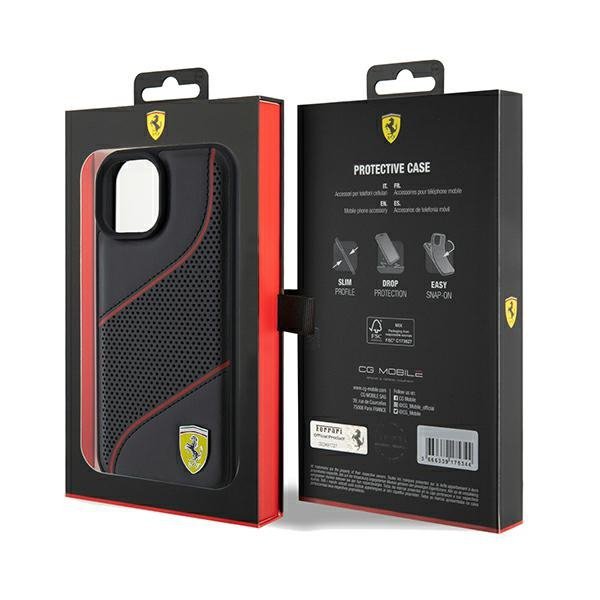 Ferrari FEHCP15SPWAK iPhone 15 / 14 / 13 6.1&quot; czarny/black hardcase Perforated Waves Metal Logo