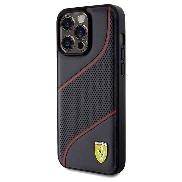 Ferrari FEHCP15XPWAK iPhone 15 Pro Max 6.7&quot; czarny/black hardcase Perforated Waves Metal Logo