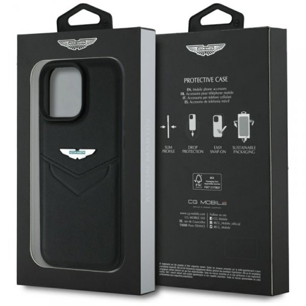 Etui Aston Martin HC Leather Victory     Design do iPhone 16 Pro Max czarny