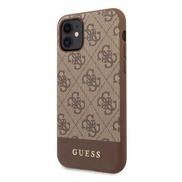 Guess GUHCN61G4GLBR iPhone 11 / Xr 6,1&quot; brązowy/brown hard case 4G Stripe Collection