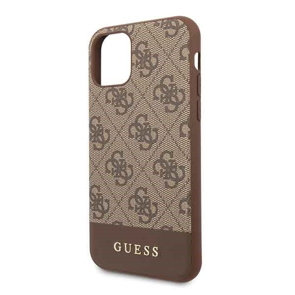 Guess GUHCN61G4GLBR iPhone 11 / Xr 6,1&quot; brązowy/brown hard case 4G Stripe Collection