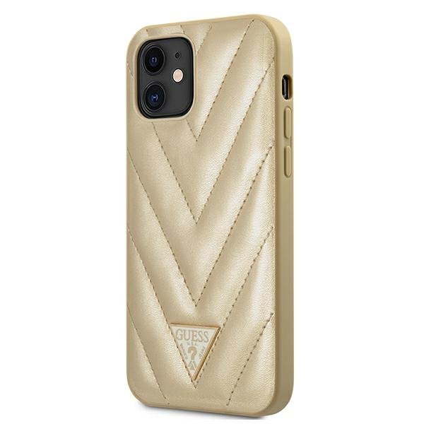 Guess GUHCP12SPUVQTMLBE iPhone12 mini 5,4&quot; złoty/gold hardcase V-Quilted Collection