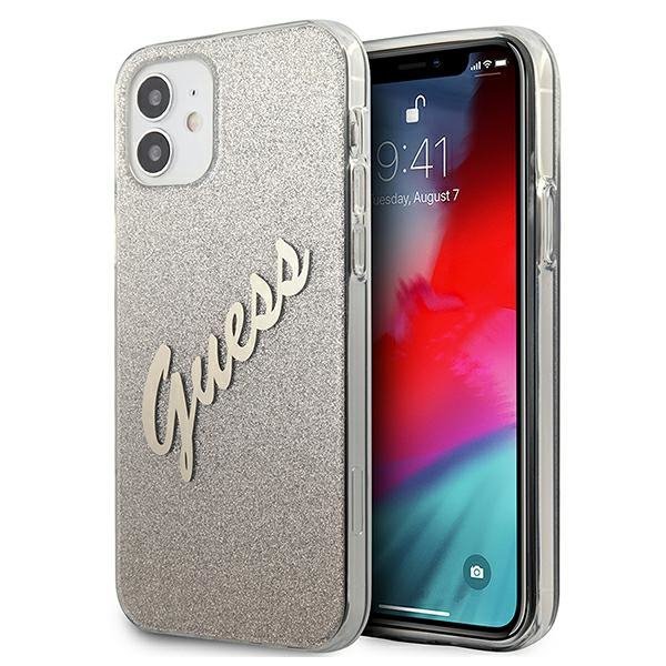 Guess GUHCP12SPCUGLSGO iPhone 12 mini5,4&quot; złoty/gold hardcase Glitter Gradient Script