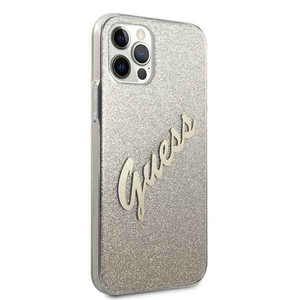 Guess GUHCP12MPCUGLSGO iPhone 12/12 Pro6,1&quot; złoty/gold hardcase Glitter Gradient Script
