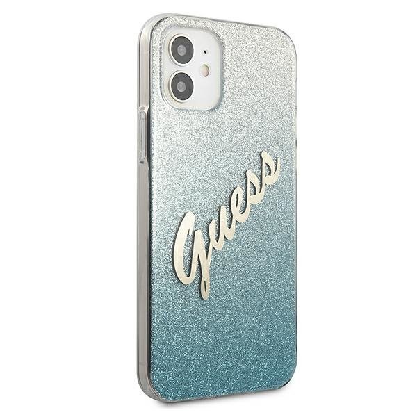 Guess GUHCP12SPCUGLSBL iPhone 12 mini5,4&quot; niebieski/blue hardcase Glitter Gradient Script