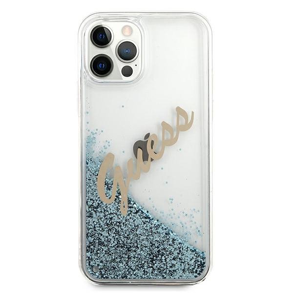 Guess GUHCP12LGLVSBL iPhone 12 Pro Max6,7&quot; niebieski/blue hardcase Glitter Vintage Script